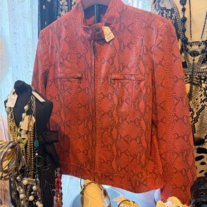 Alfani Red Snake Print Leather Jacket